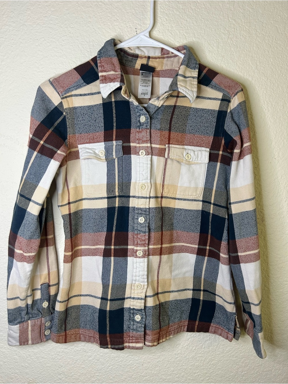 Patagonia Plaid Button Down Flannel Shirt Organic Cotton Womens 2 Outdoor Camp